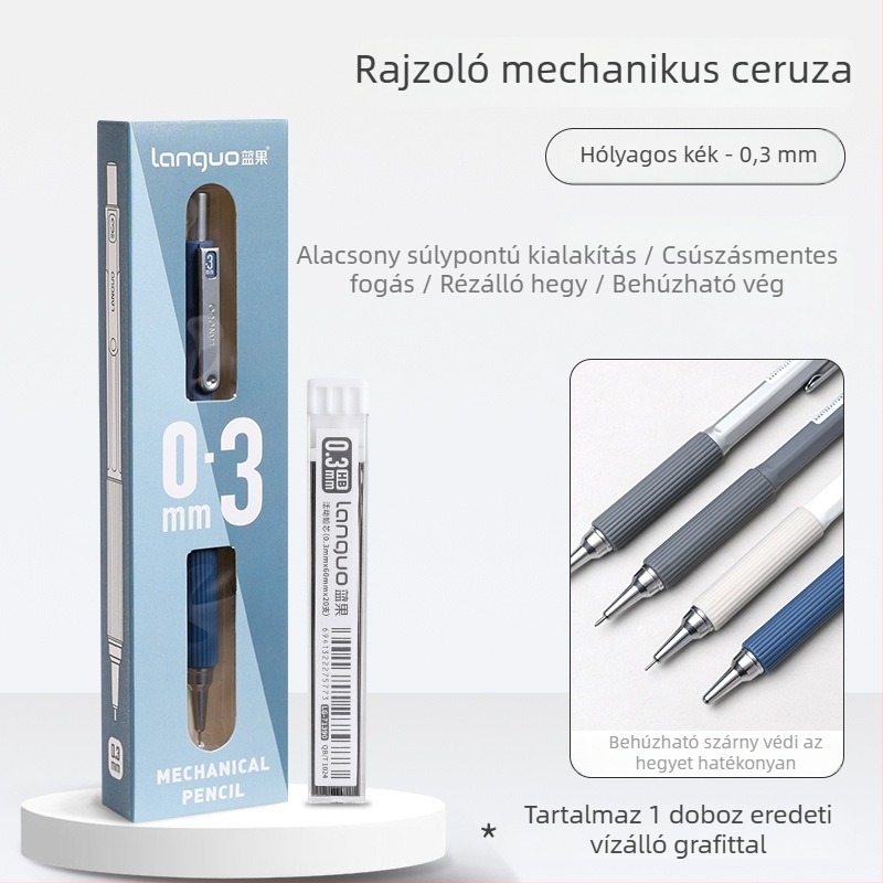 Mechanikus ceruza, fém test, hegyezés nélküli, írásra.