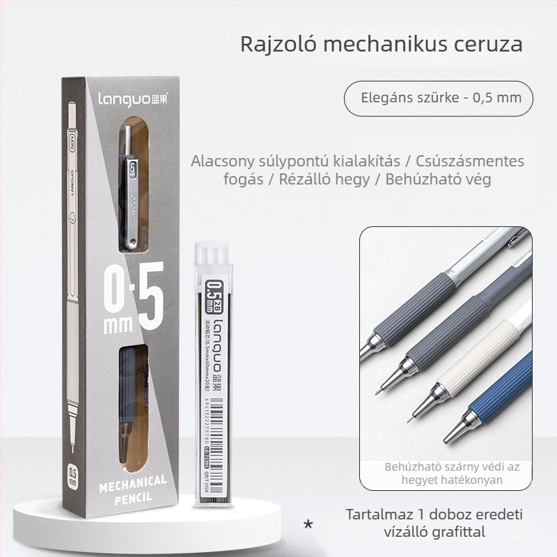Mechanikus ceruza, fém test, hegyezés nélküli, írásra.