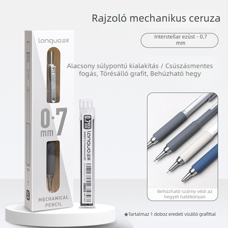 Mechanikus ceruza, fém test, hegyezés nélküli, írásra.