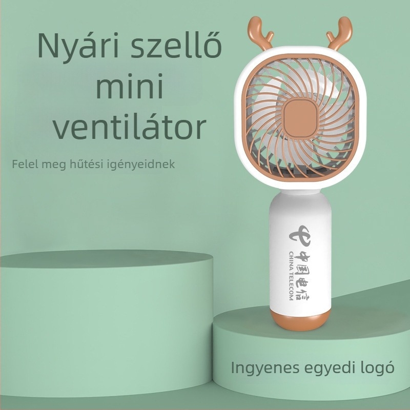 Mini asztali kézi ventilátor – nemzeti divat stílus, műanyagból; testreszabás elérhető; ideális diákoknak, utazásokhoz, üzleti útjaikhoz és irodába; többfunkciós.