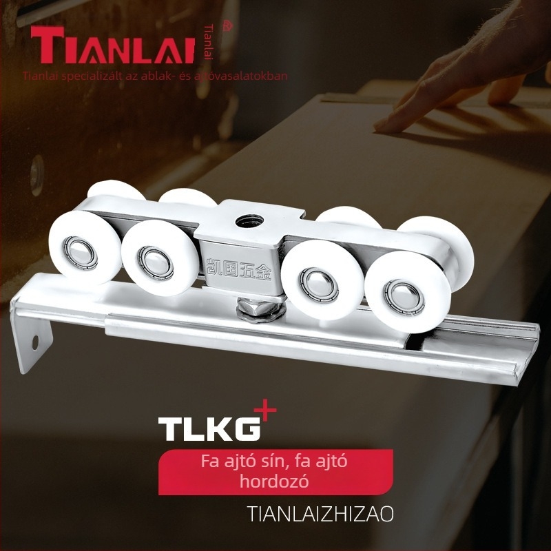 Rozsdamentes acélból készült függő görgőkészlet tolóajtókhoz, 4 görgő, modell 101, 12 mm-es tengelyátmérő, 12 mm-es kötélbarázda sugár, maximális terhelés 80 kg