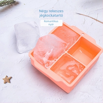 Szilikon négyszögletes jégkocka forma 4 rekesz, fedéllel – 100 ml kapacitás, élelmiszer-minőség, testreszabható DIY jégkészítő