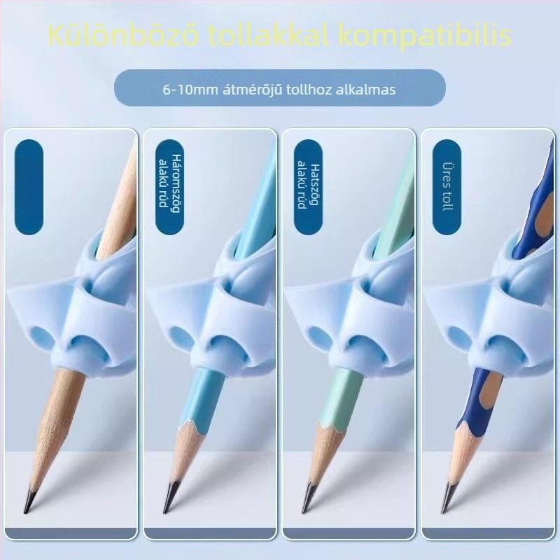 Ötfogú ceruzatartó, szilikon ujjvédő gyerekeknek, íráskép korrigálása, óvodások kezdők, Modell 2