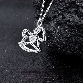 Zodiákus Ló Nyaklánc 925-ös Ezüstből, Aranyozás, Moissanit Kő, Többszörös Rétegű, O-alakú Lánccal, Nőknek