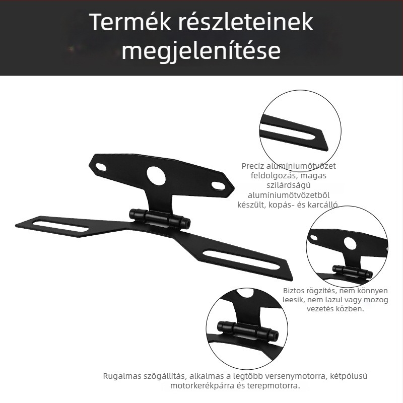 Összecsukható univerzális motorkerékpár rendszám-tartó és hátsó lámpa tartó, modell CPJ001