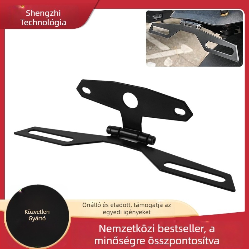 Összecsukható univerzális motorkerékpár rendszám-tartó és hátsó lámpa tartó, modell CPJ001