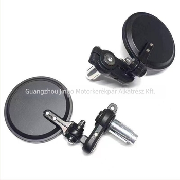 Motorkerékpár visszapillantó tükör - kerek, összecsukható, alumínium ház, univerzális illesztés, kézben tartható modell