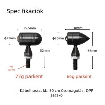 SX-111 Retro mini fém motorkerékpár jelzőfény, 12V univerzális