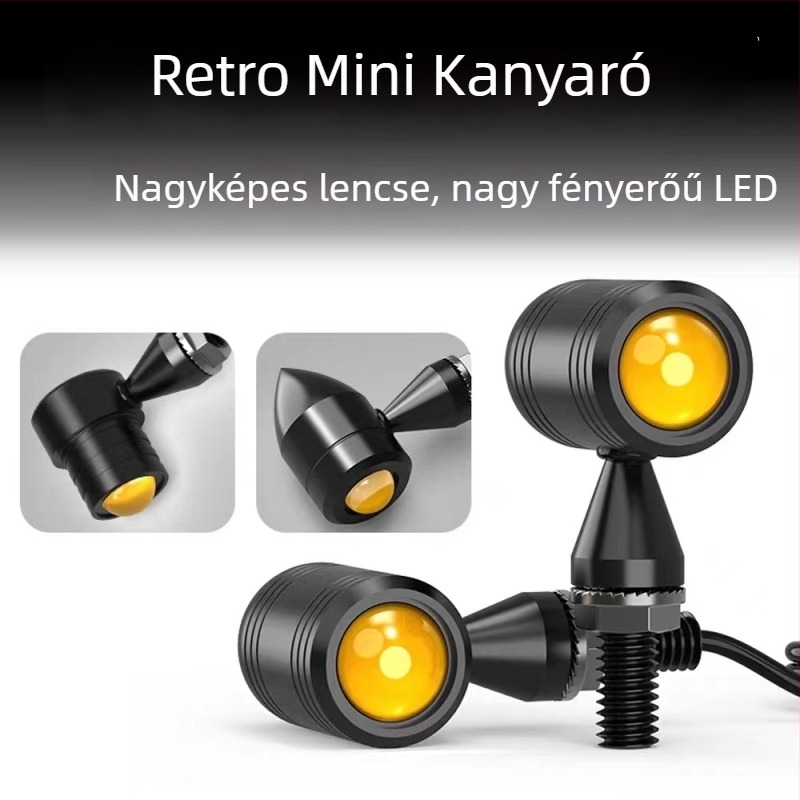 SX-111 Retro mini fém motorkerékpár jelzőfény, 12V univerzális