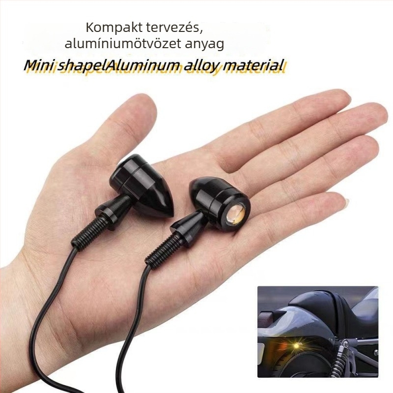 SX-111 Retro mini fém motorkerékpár jelzőfény, 12V univerzális