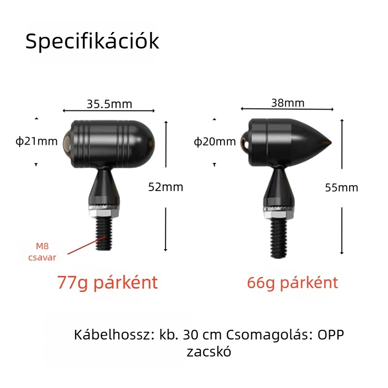 SX-111 Retro mini fém motorkerékpár jelzőfény, 12V univerzális