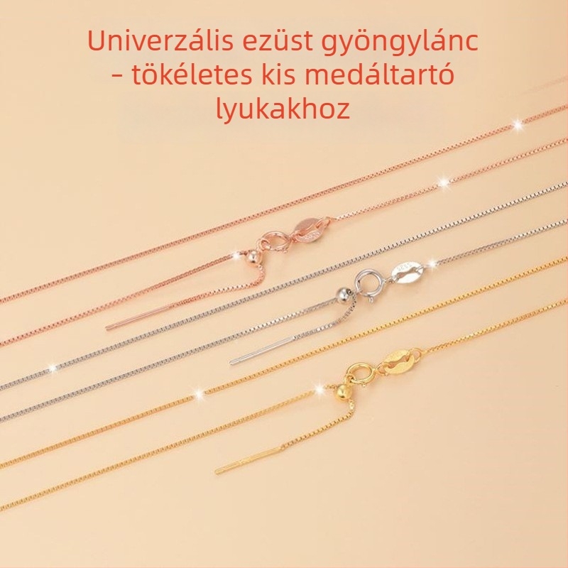 S925 ezüst nyaklánc doboz lánccal és O-lánccal, női DIY gyöngyös állítható dekoltázs lánc