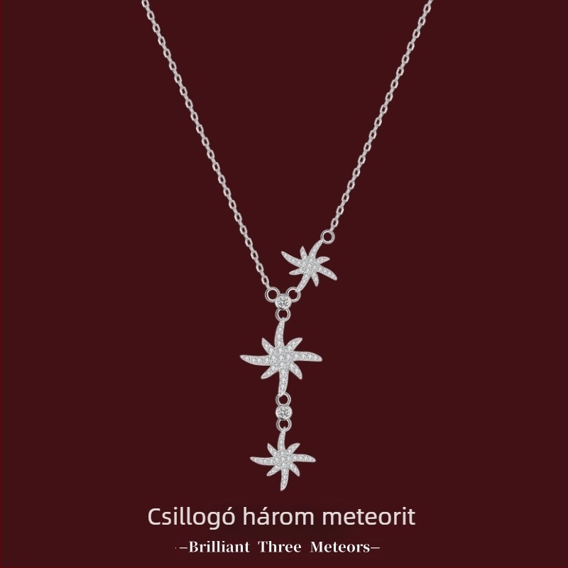 S999 tiszta ezüst nyaklánc kulcscsonti lánccal, geometriai medállal és cirkóniával, gyémánt-inlay