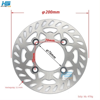 HS márkájú féktárcsa motokrosszhoz és ATV-hez, acél, C-típus, 180–220 mm átmérő, belső furat 76 mm