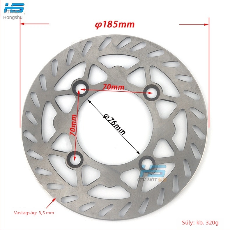 HS márkájú féktárcsa motokrosszhoz és ATV-hez, acél, C-típus, 180–220 mm átmérő, belső furat 76 mm