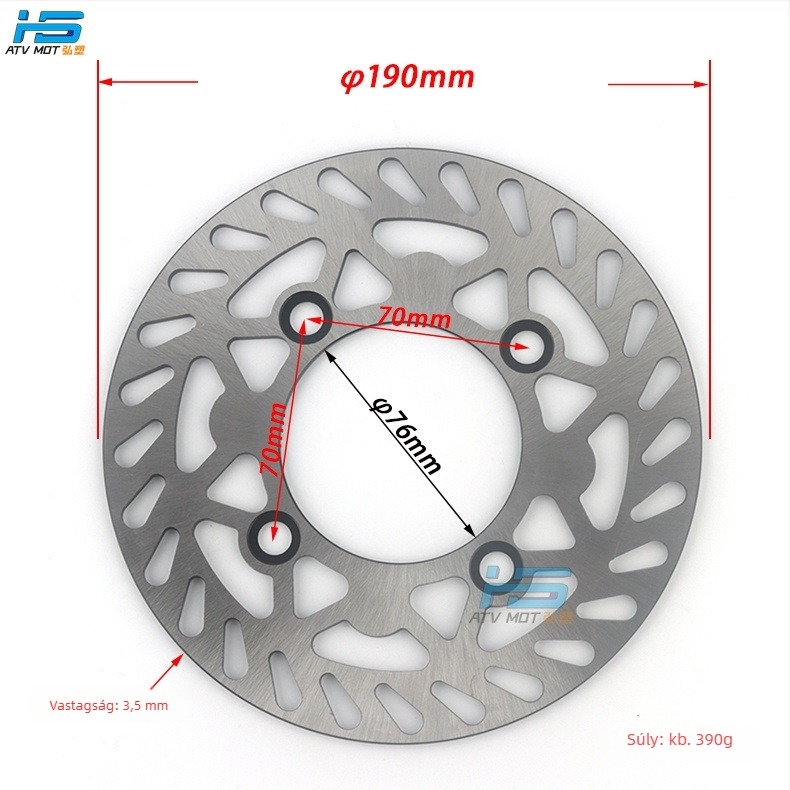 HS márkájú féktárcsa motokrosszhoz és ATV-hez, acél, C-típus, 180–220 mm átmérő, belső furat 76 mm