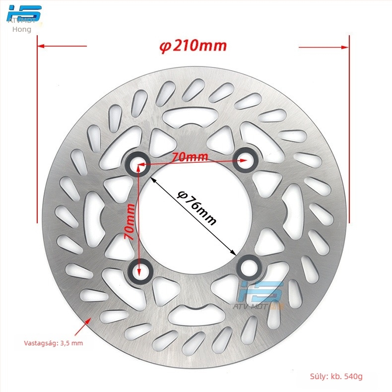 HS márkájú féktárcsa motokrosszhoz és ATV-hez, acél, C-típus, 180–220 mm átmérő, belső furat 76 mm