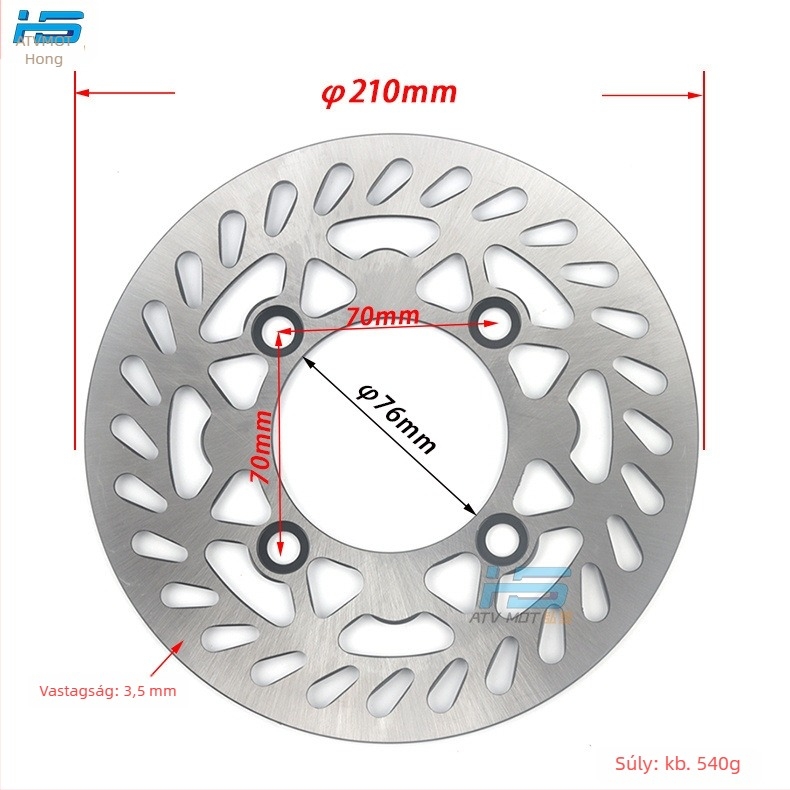 HS márkájú féktárcsa motokrosszhoz és ATV-hez, acél, C-típus, 180–220 mm átmérő, belső furat 76 mm