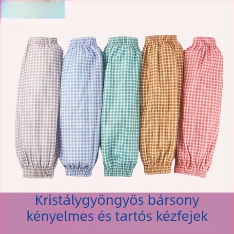Kristályos velúr anyagú karvédő ujjvédő, kockás mintával, vastagabb kivitel háztartási és konyhai használatra, szennyeződés elleni védelem