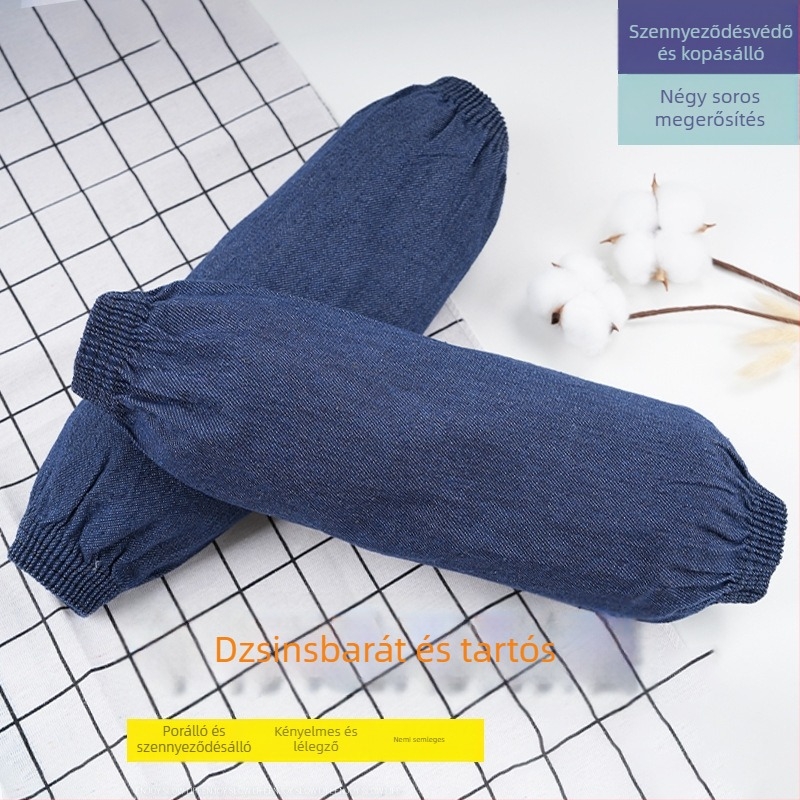 Denim karvédő ujjvédők, uniszex, szennyeződés elleni, kopásálló, tie-dye kezeléssel, vastagított, téli, tavaszi és őszi szezonra