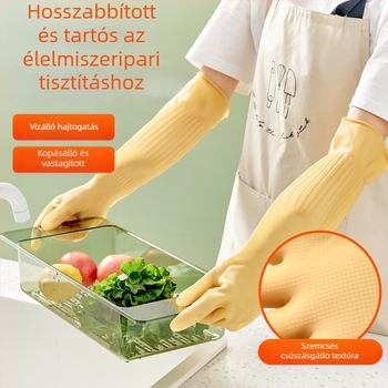 Hosszú latex kesztyűk étkeztetéshez és háztartási használatra, konyhai és mosási kesztyűk, vízálló tisztító mandzsetta