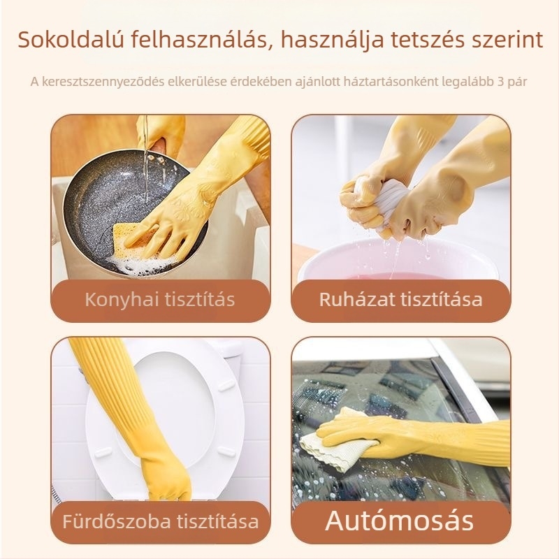 Hosszú latex kesztyűk étkeztetéshez és háztartási használatra, konyhai és mosási kesztyűk, vízálló tisztító mandzsetta