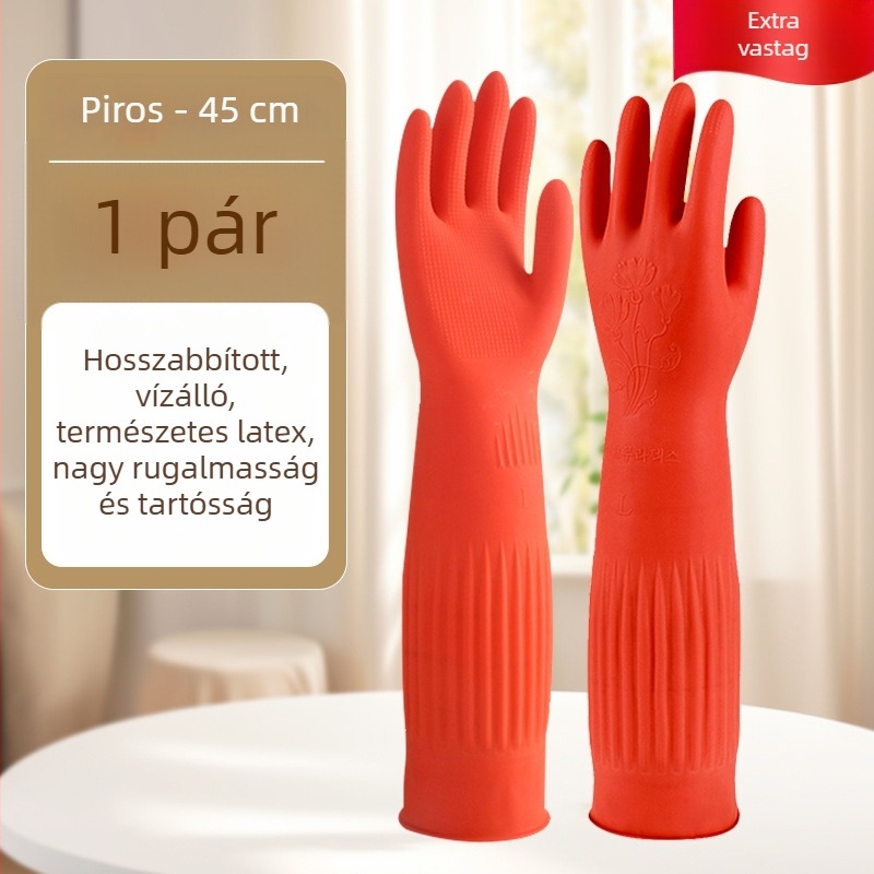 Hosszú latex kesztyűk étkeztetéshez és háztartási használatra, konyhai és mosási kesztyűk, vízálló tisztító mandzsetta