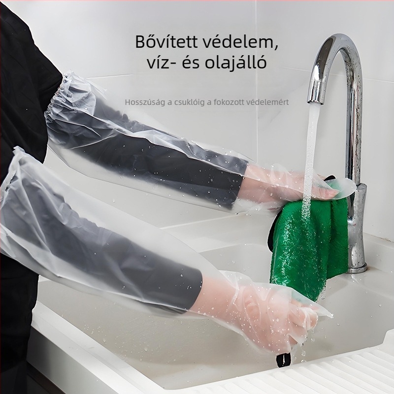 CPE hosszú kesztyűk — vízálló, csúszásmentes és kopásálló, konyhai, mosogatási és mosási feladatokra