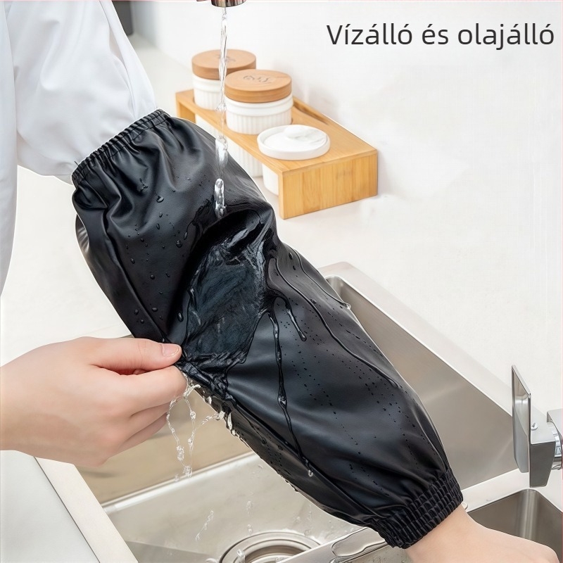 Hosszú vízálló konyhai ujjvédők, uniszex, PVC anyag, matt felület, munka közben