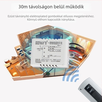 Gonka Guangjia 1-csatornás vezeték nélküli távirányítós kapcsoló, klasszikus, egyszerű, kompakt kialakítás, működési hőmérséklet 85°C-ig, különböző világítási alkalmazásokhoz, kiállítótermekhez és folyosókhoz, anyag-szám JL-C02-1 road