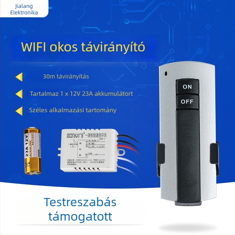 Gonka Guangjia 1-csatornás vezeték nélküli távirányítós kapcsoló, klasszikus, egyszerű, kompakt kialakítás, működési hőmérséklet 85°C-ig, különböző világítási alkalmazásokhoz, kiállítótermekhez és folyosókhoz, anyag-szám JL-C02-1 road