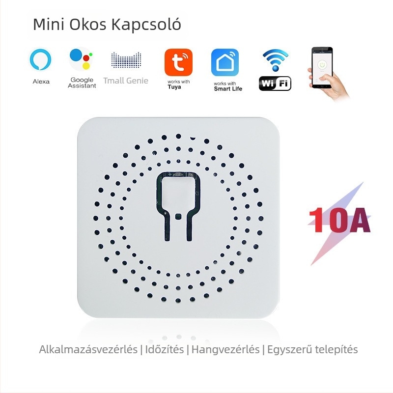 Yaneng Okos WiFi kapcsoló, 100–240 V AC, furatok közötti távolság 20 mm, tűzálló PC panel, foszforréz érintkezők, elektromos élettartam ≥10 000 ciklus