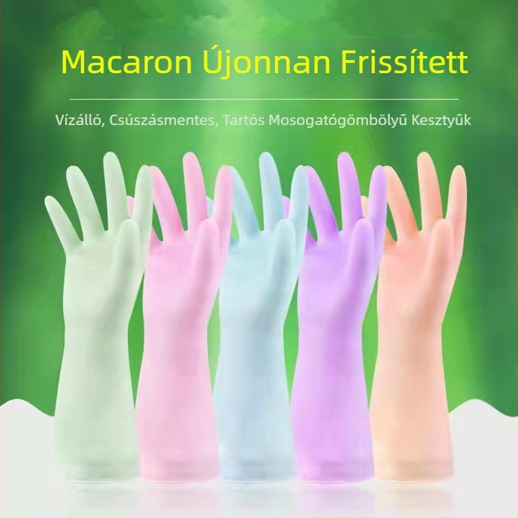 Vékony latex kesztyűk háztartási használatra, konyhai tisztításra, edények mosására és mosásra; vízálló ujjvédő.