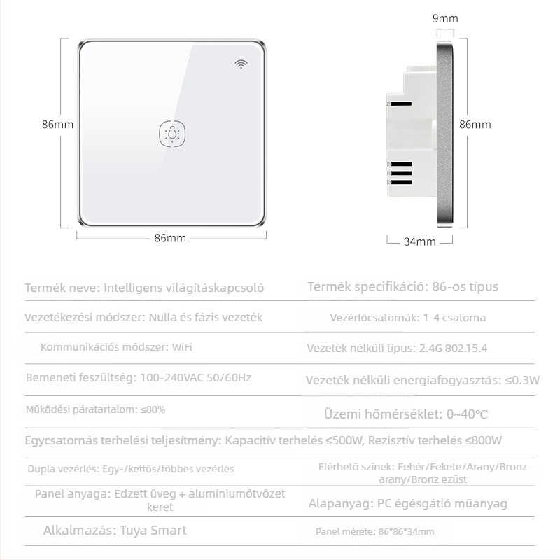 Keeper TY-CN-L Okos WiFi világítási vezérlő érintőpanellel, hangvezérléssel és távoli hozzáféréssel az egész házhoz