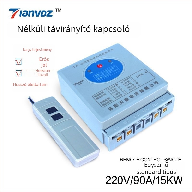 220V egyfázisú vezeték nélküli távvezérlő kapcsoló ipari berendezésekhez, nagy teljesítményű vízszivattyúkhoz és mezőgazdasági öntözéshez, működési hőmérséklet -40°C...85°C