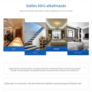 Gonka egycsatornás távirányítós kapcsoló fertőtlenítő lámpához és szúnyogirtó lámpához, 7-es méretű elem, 30 m hatótávolság, kétfokozatú időzítő, távirányító