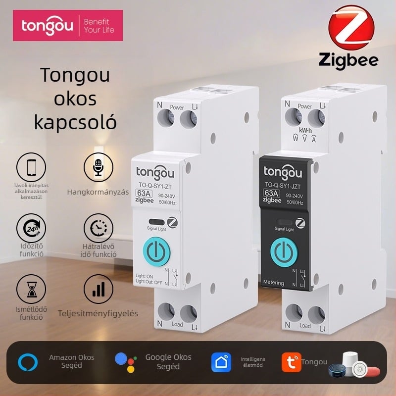 Okos ZigBee Tuya otthoni kapcsoló vezeték nélküli távirányítással — Tongou, alacsony feszültség, kisméretű áramkör-megszakító, FCC