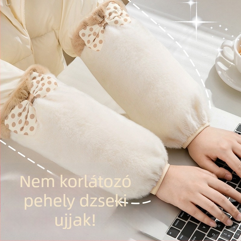 Pehelydzseki ujjvédők - plüss, foltálló, őszi-téli, felnőtt nőknek, irodai használatra