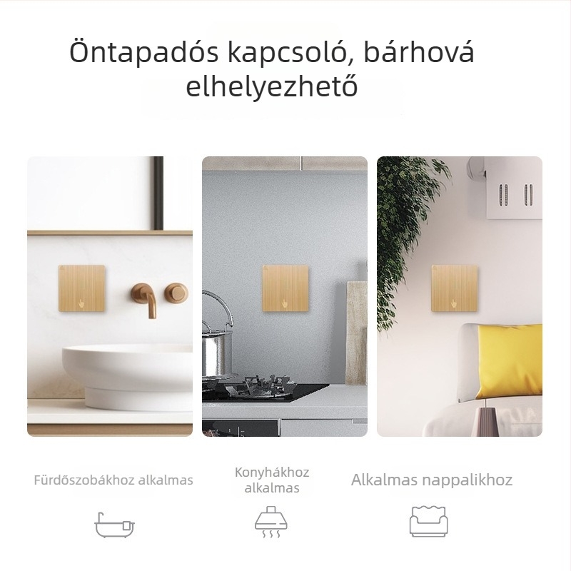 Ragasztható vezeték nélküli világításkapcsoló, otthoni használatra, kettős és sokirányú vezérlés, egy élő vezeték