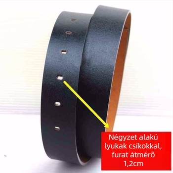 Kopásálló férfi bőrszíj tűcsattal, 3,5 cm szélesség, perforált lyukakkal