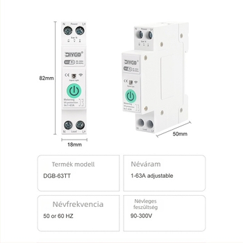 Intelligens áramkör-megszakító WiFi energia-mérővel, túl- és alacsony feszültség védelem, távoli vezérlés alkalmazással és időzítővel