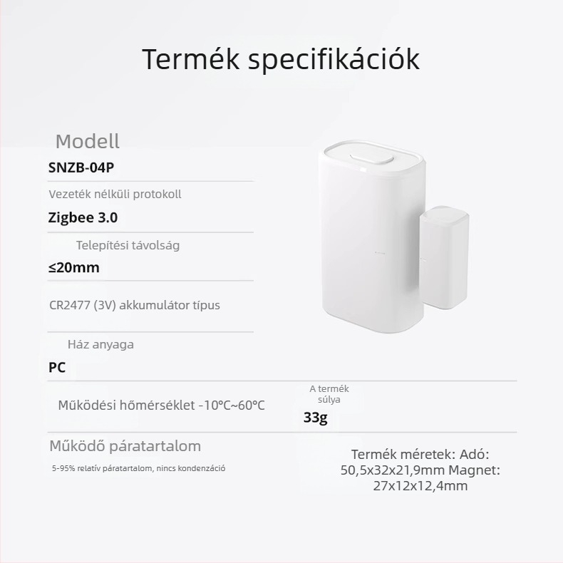 Sonoff SNZB-04 Zigbee vezeték nélküli ajtó- és ablakérzékelő (SNZB-04/SNZB-04P; 3V CR2032; PC-V0; CE/FCC/ROHS)