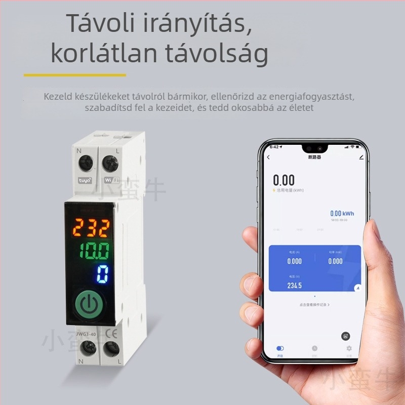 Intelligens áramkör-megszakító méréssel és WiFi távoli vezérléssel, 220–240V, lángálló PC-panel, réz lemez, 10 000+ ciklus