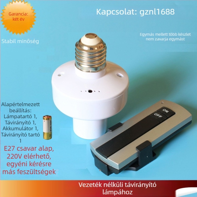 E27-es foglalatú vezeték nélküli kapcsoló LED lámpához, RF 315 MHz, 110V