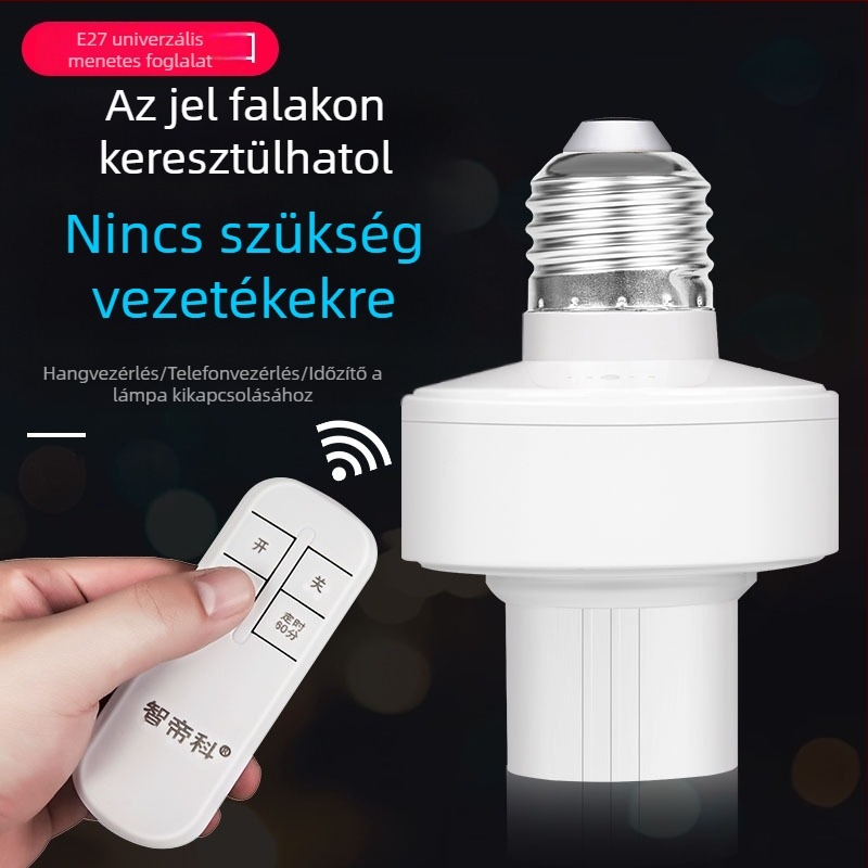 E27-es izzóhoz univerzális vezeték nélküli intelligens távirányítós lámpatartó, 220V