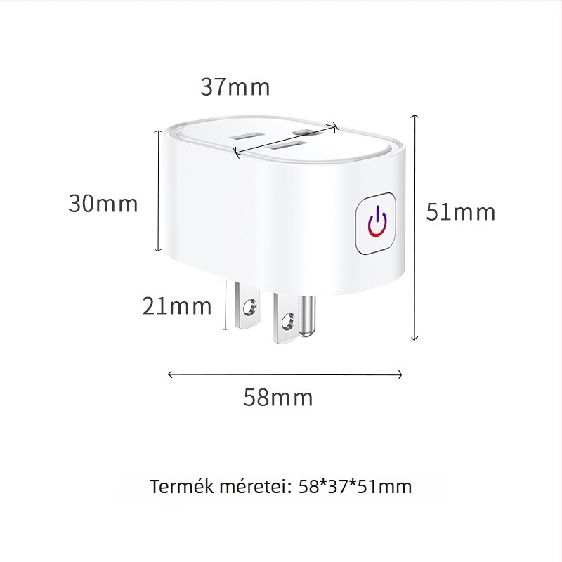 Graffiti WiFi mini okos aljzat 16A mérővel, Alexa távirányítás, 110-240V tartomány