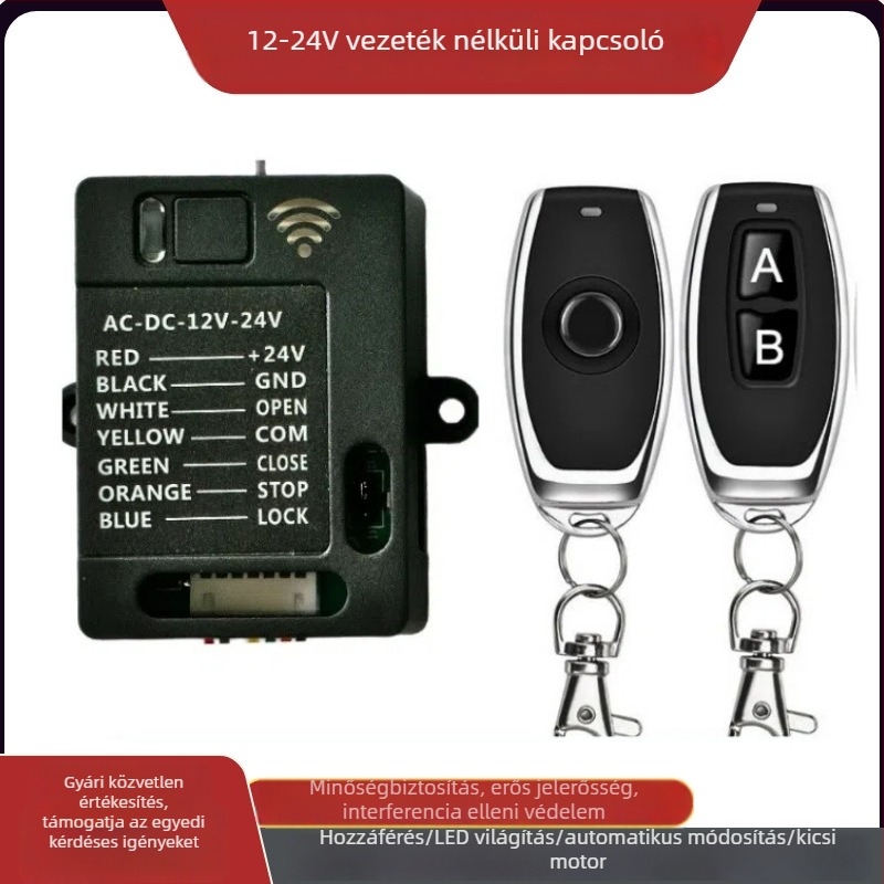 12/24V vezeték nélküli távirányítós kapcsoló, kettős csatornás előre/hátra üzemmóddal, FCC tanúsítvány