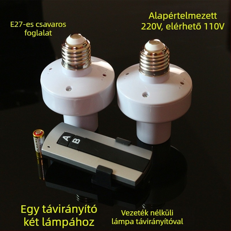 Vezeték nélküli, távirányítású lámpatartó kapcsoló, E27 alap, többcsoportos, 315 MHz RF, 110V