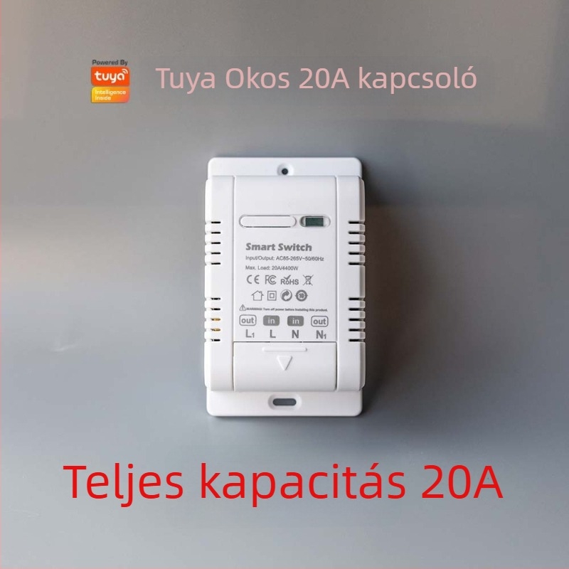 Okos WiFi kapcsoló hang- és távirányítással, energiamegfigyeléssel, 20A, 110-240V AC