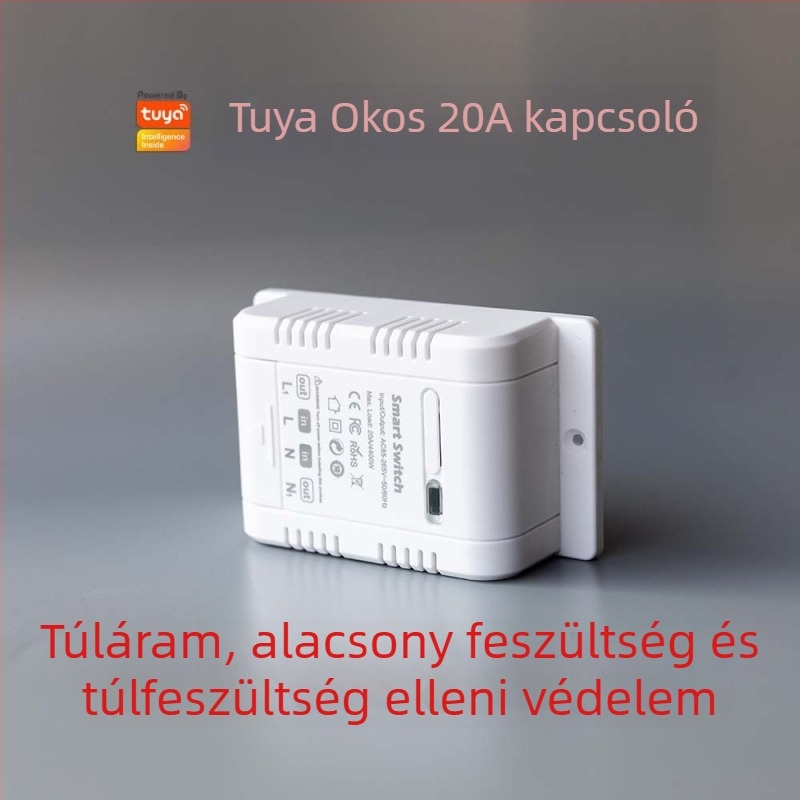 Okos WiFi kapcsoló hang- és távirányítással, energiamegfigyeléssel, 20A, 110-240V AC